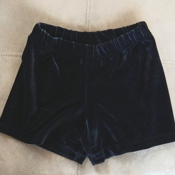 Black Gymnastics Shorts - preteen/teen/girl leotard velour velvet - Picture 1 of 2